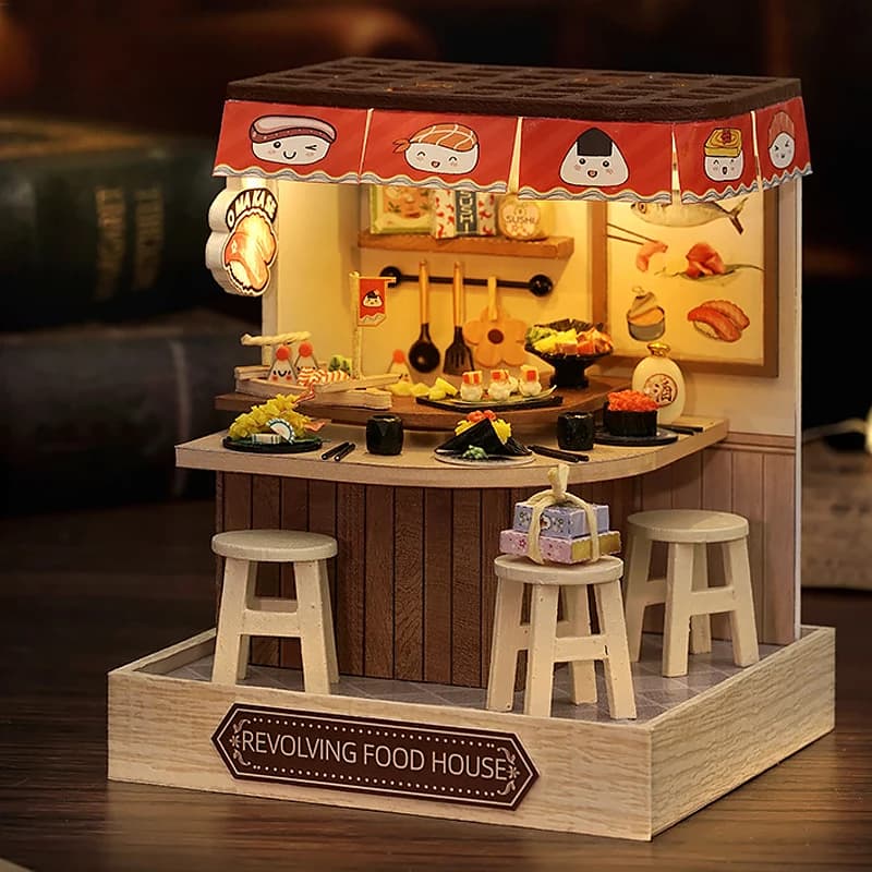 Mini set house of dolls 3D jigsaw hand-made assembly model building bedroom decoration with dust cover wooden crafts gifts toy