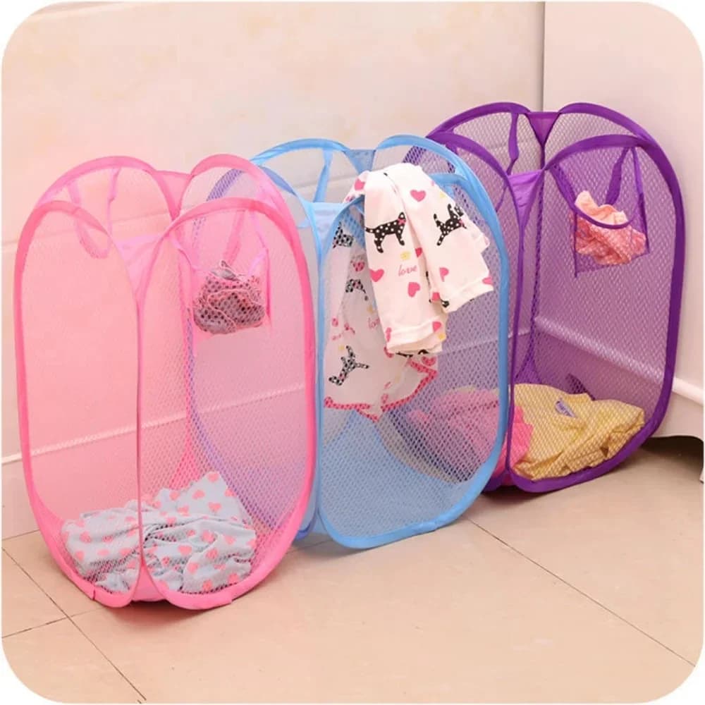 Foldable storage basket for household linen Storage basket for dirty clothes on the net