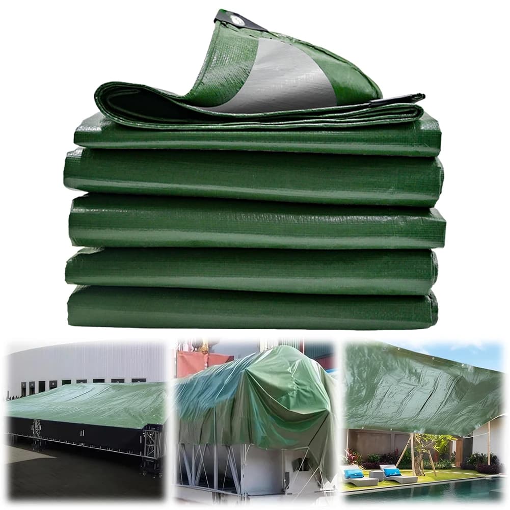 Telo 2x3m 3x4m impermeabile verde argento copertura antipioggia blocco Uv telone tenda da sole copertura del baldacchino estate cortile giardino campeggio pesca