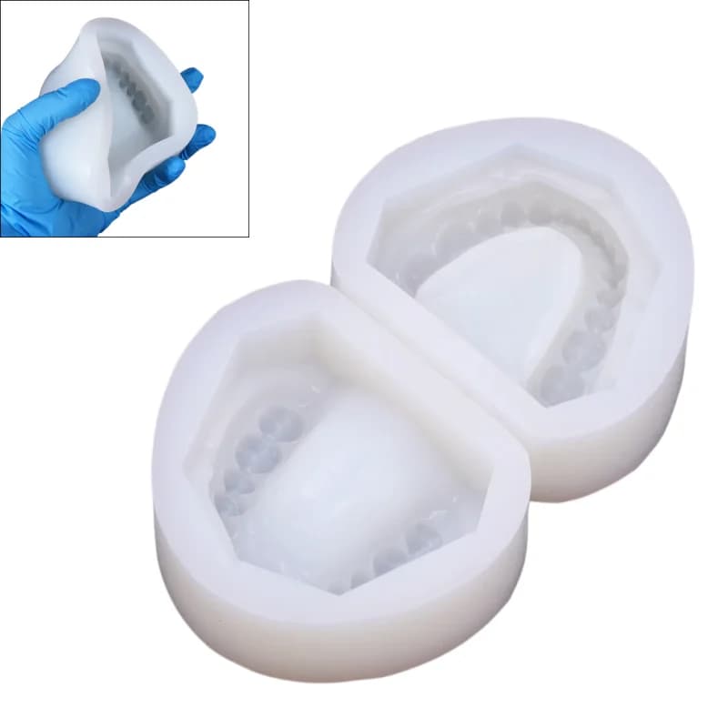 Set of 2 Prints in Silicone for Dentali Models, Full Block for Standard Cavity, Reusable Tool for Study and Dental Teaching