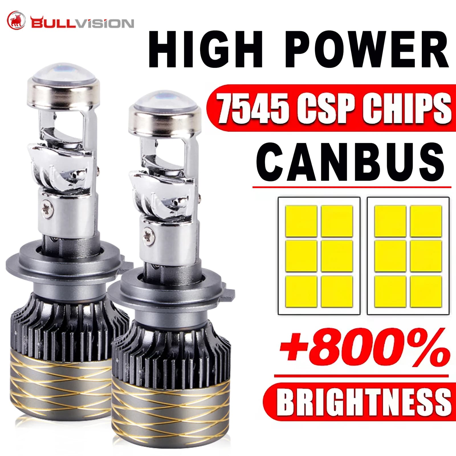 Bi LED H7 H4 Headlight Projector Lens High Power H11 9005 HB3 9006 HB4 H8 H9 Turbo Canbus Hi/Lo Beam With Fan Cooling 12V 24V