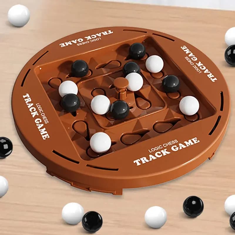 Gioco di scacchi logico rotante con binario doppio giocatore Nero Bianco Gioco di binario giocattolo da tavolo con strategia educativa a quattro file