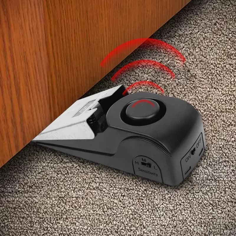 Allarme Antifurto Wireless 120dB in Acciaio Inossidabile per Porta, Blocco di Sicurezza a Cuneo per Viaggi e Hotel