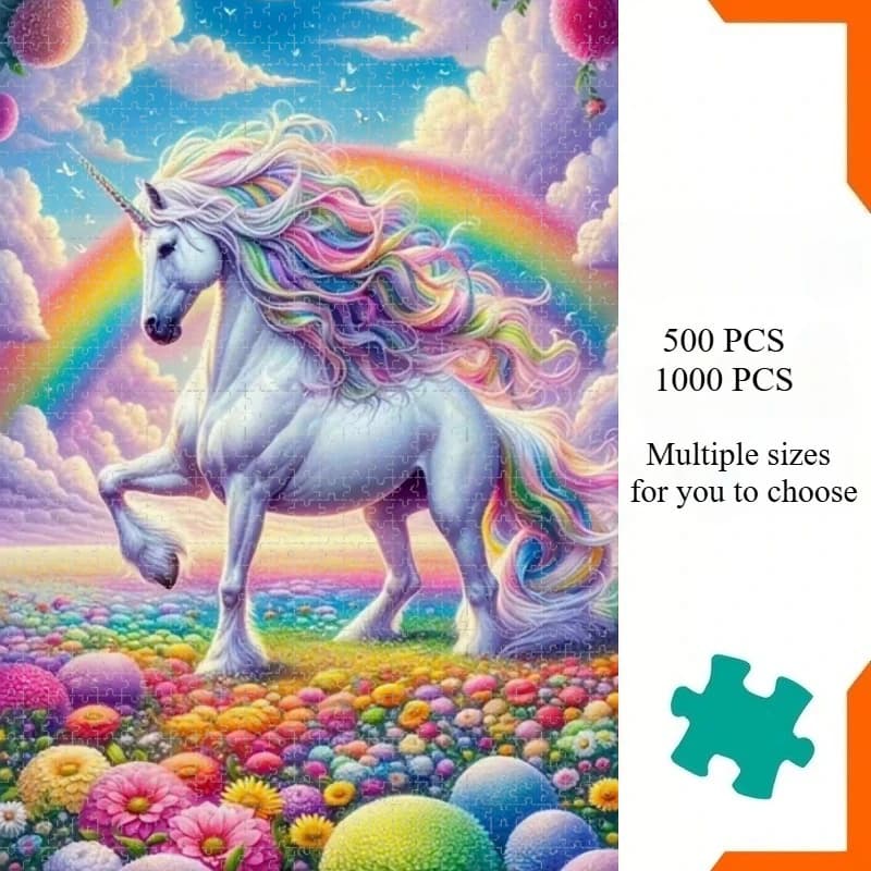 1000/500 PCS Jigsaw Puzzles Rainbow Unicorn Home Decor Games Landscape Puzzles Educational Toys Birthday Gifts
