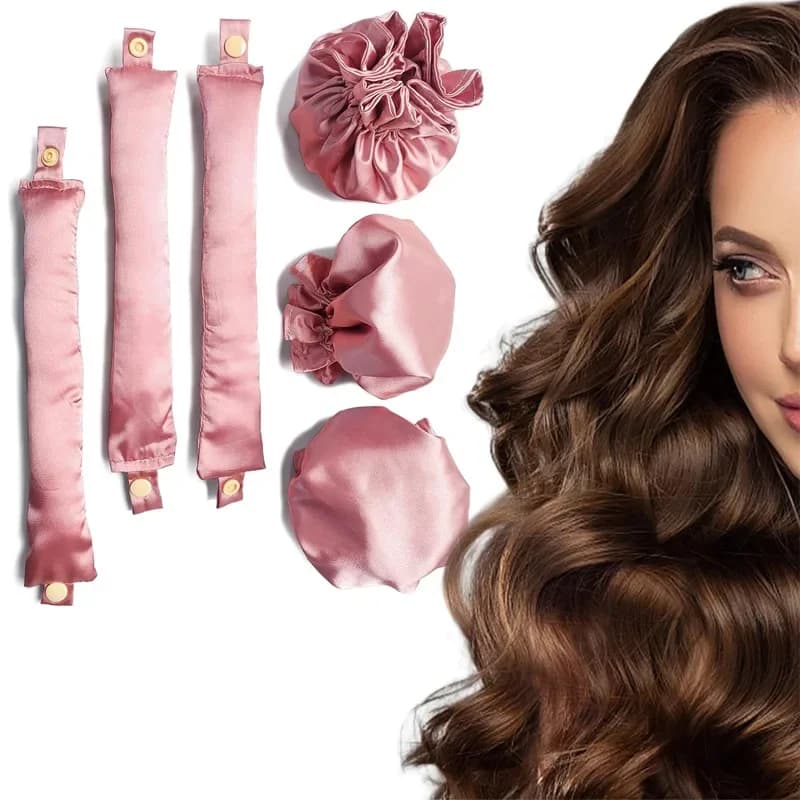 2 sets hair curlers without heat curlers for hair in silk satin wave without heat curls for soft hair band for sleeping ribbons night curls