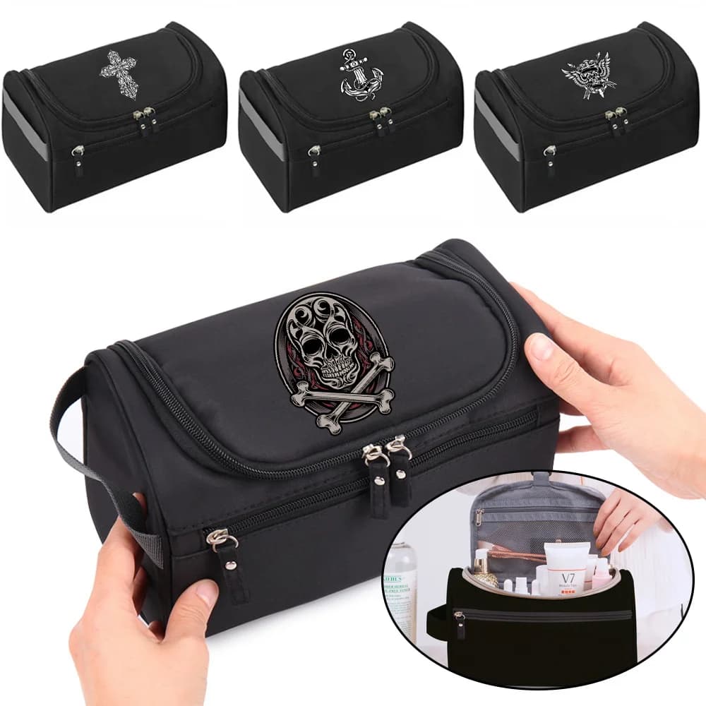 2023 Makeup Wash Bag Travel Toiletry Bag for Women Cosmetic Bag with Hook Men's Zipper Bag Makeup Case Print skull Organizer
