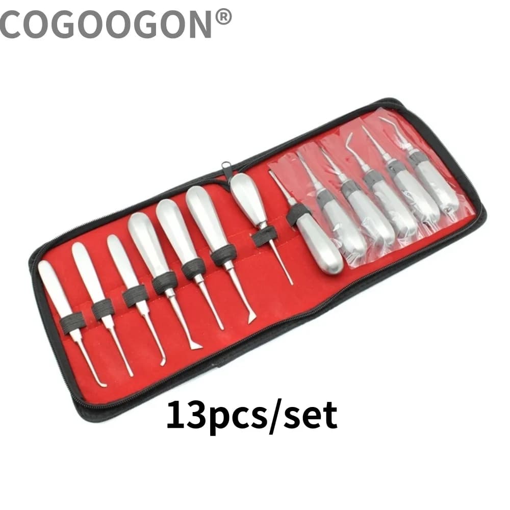 13PCS Dental Ascensore Denti Estrazione Dente Estrattore Pinze In Acciaio Inox Curvo Radice Ascensore Ascensore Dentista Strumenti Chirurgici