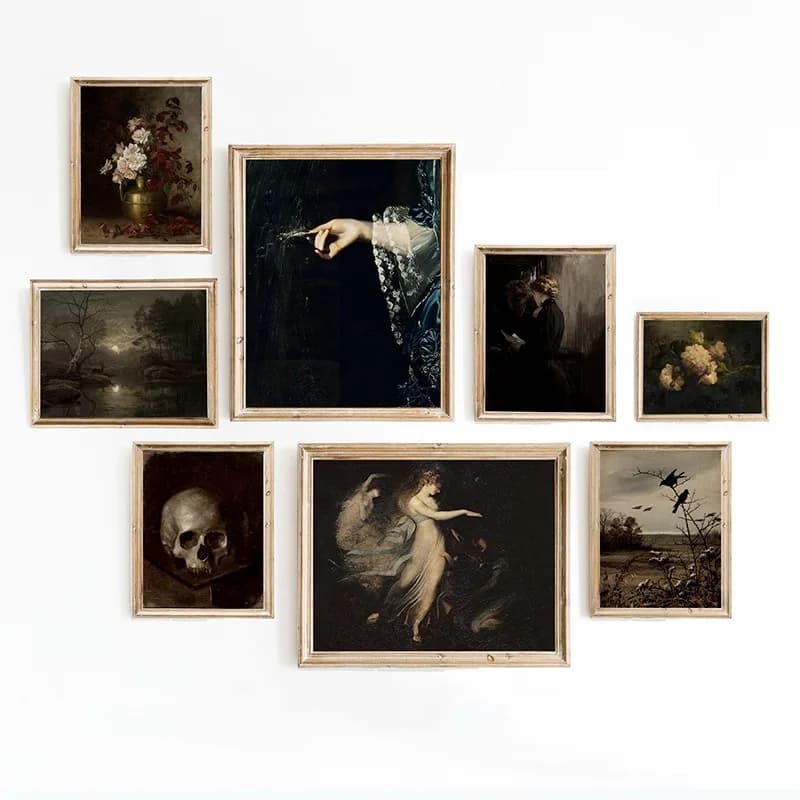 Dark Academia Vintage Moody Victorian Posters and Prints Canvas Painting Wall Art Picture for Living Room Home Decoration