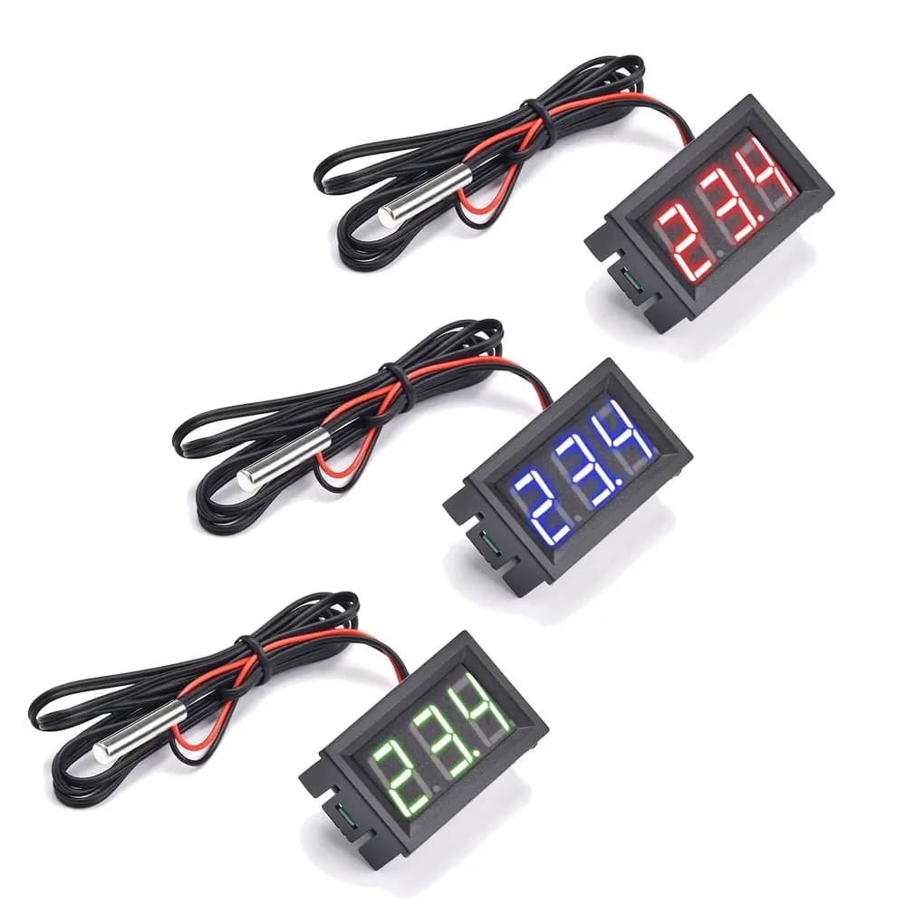 Termometro digitale a LED in miniatura DC4~30V per monitor della temperatura automobilistico con sonda di temperatura, campo di misurazione -50-120 ° C