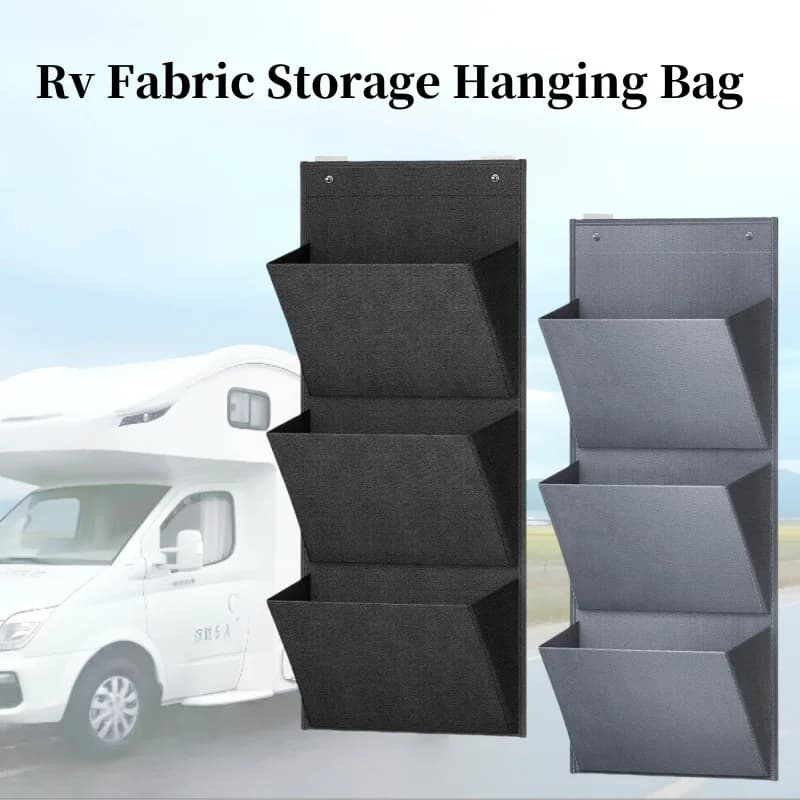 Borsa da appendere per riporre oggetti in tessuto per camper a 3 tasche Borsa per scarpe multifunzionale per porta posteriore montata a parete nera grigia Accessori per camper