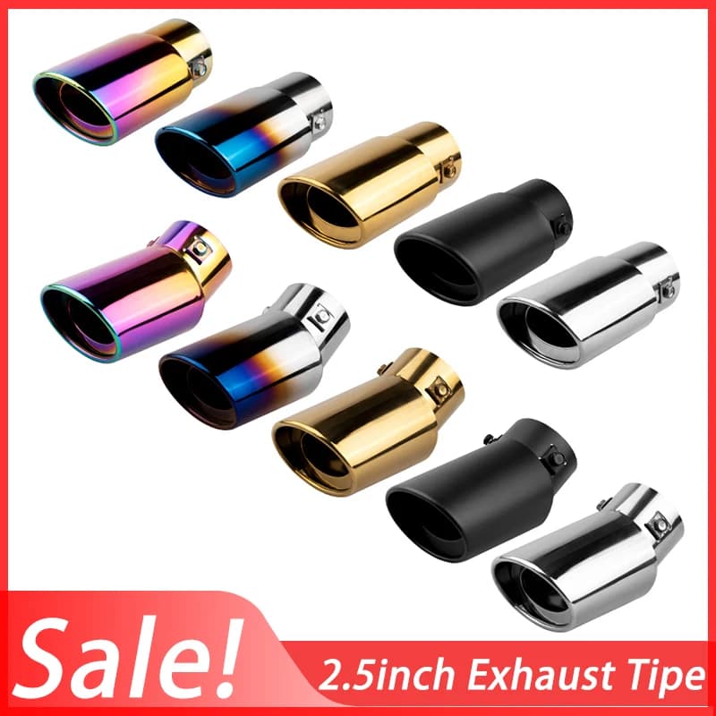 1 pcs 2.5" car input silencer tip stainless steel pipe chrome trim back tail gorge for most cars