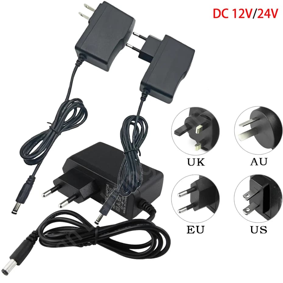Adattatore di alimentazione interruttore AC110-240V a DC12V 24V 1A-10A con spine EU US AU UK per convertitore di caricabatterie per strisce luminose a LED
