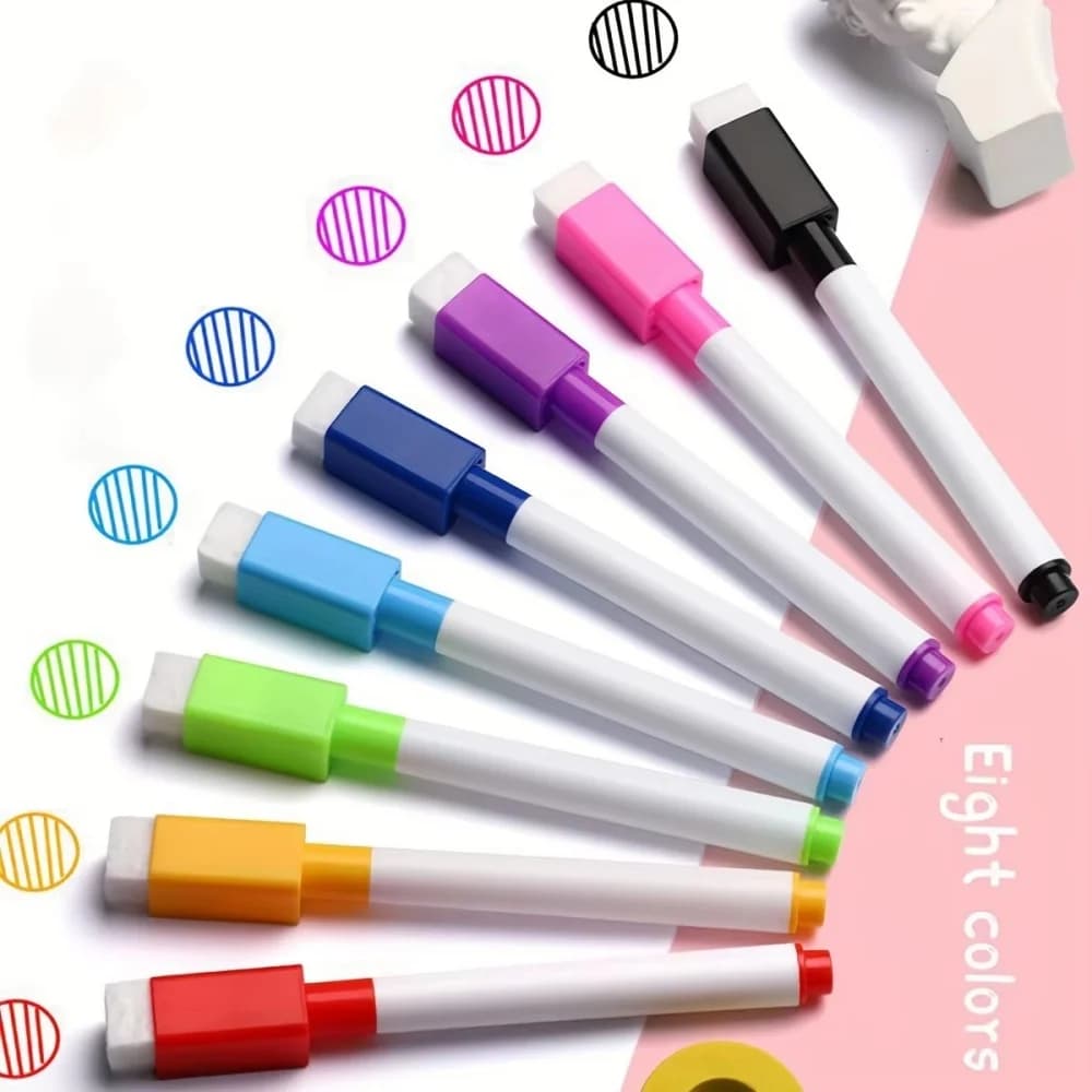 8 Piece Magnetic Colored Lavender Pen Black Whiteboard Pens Embedded Rubber School Supplies Design Pen for Kids graffiti