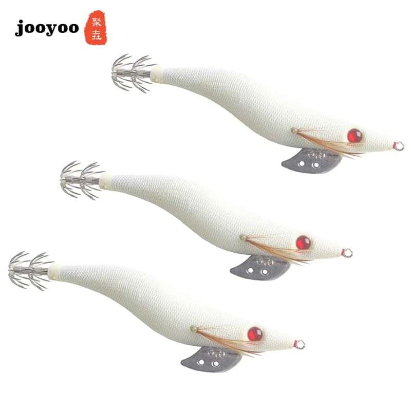 1 pz 13.3 cm 20.5 g luminosi calamari maschere bagliore bianco gamberetti in legno con polpo calamari jig ganci seppie richiamo di pesca per calamari