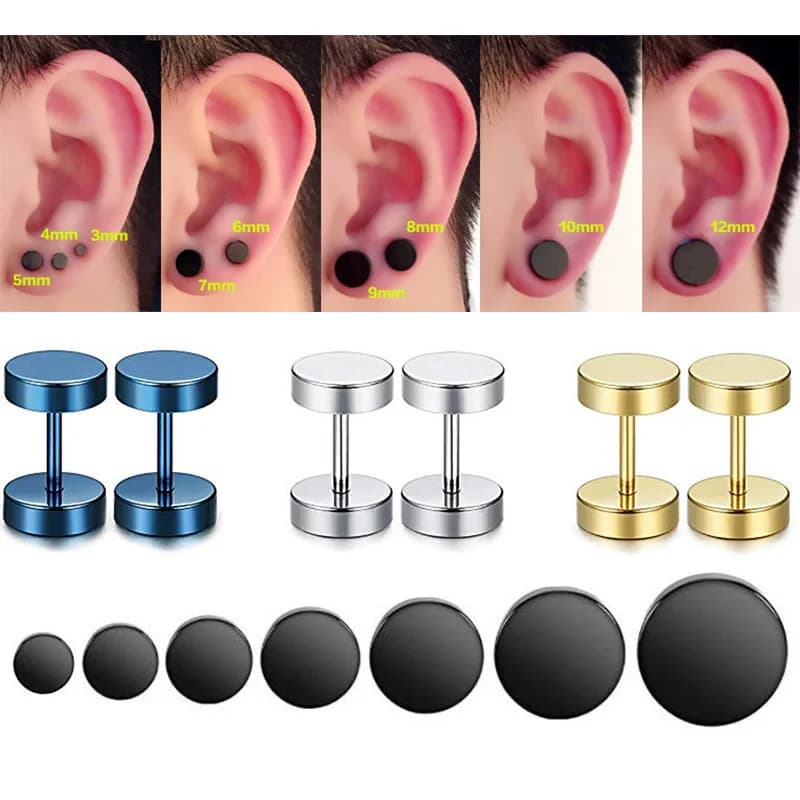 1 pair of 316L stainless steel handlebars for men, jewelry for piercing trago hypoallergenic cartilage Hip Hop Rock