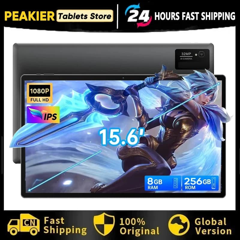 2025 Tablet da 15,6 pollici Android 14 Tavolette grandi aggiornate Schermo IPS 1920x1080 Helio G99 CPU octa-core 6 GB + 128 GB + 1 TB Espanella WiFi