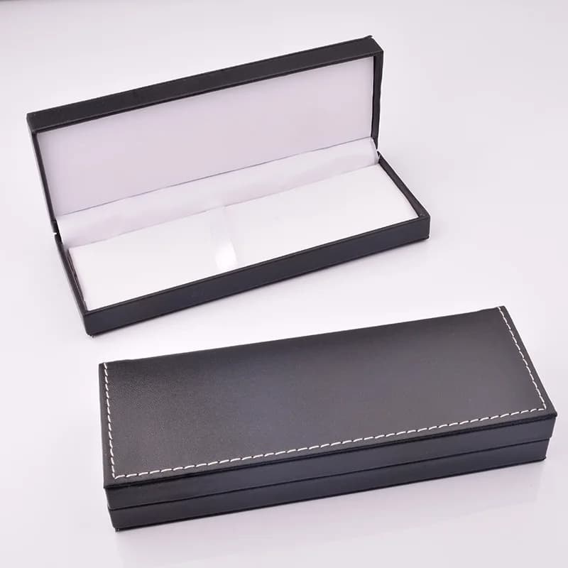 Custodia per penna stilografica con astuccio in pelle PU nera premium da 1 pezzo per promozione aziendale e souvenir