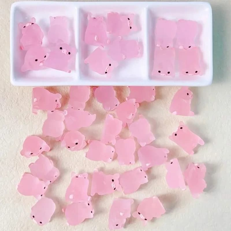 6/30/1Box Mini maialino luminoso dal design creativo che si illumina al buio, mini maialino rosa in miniatura per la decorazione della casa e del giardino