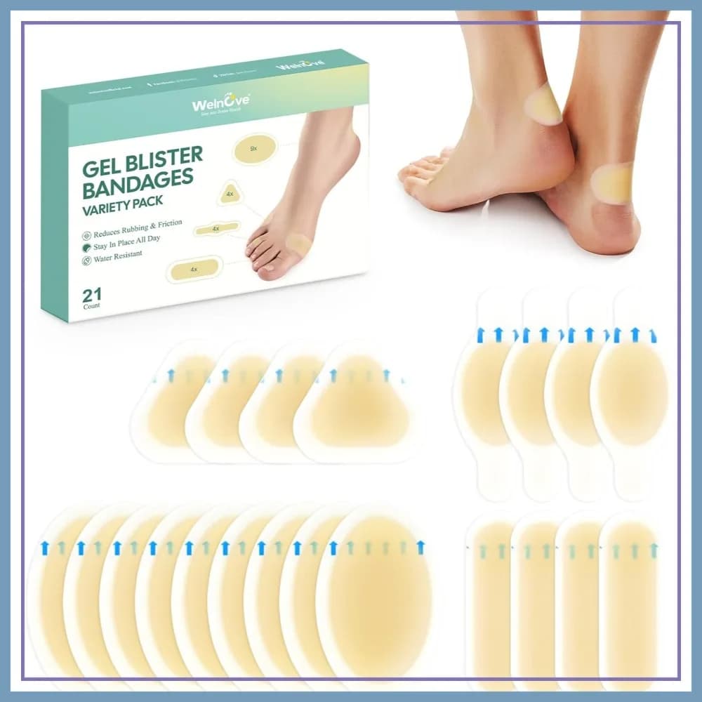 Cerotti in Gel per Blister ai Piedi - 21 Pezzi Cuscinetti Idrocolloidali per Tallone e Punta dei Piedi - Cuscinetti Resistenti all'Acqua per Prevenzione e Recupero