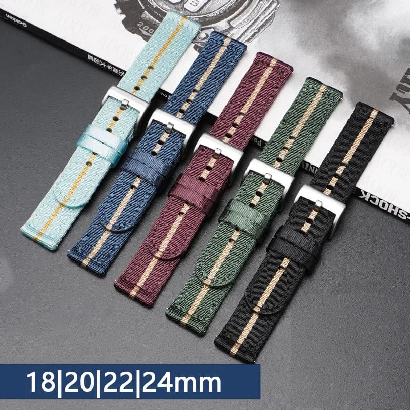 18mm 20mm 22mm 24mm Soft Nylon Strap for Omega Seamaster 007 Men Women's Quick Hook Canvas Replacement Strap for Seiko Casio