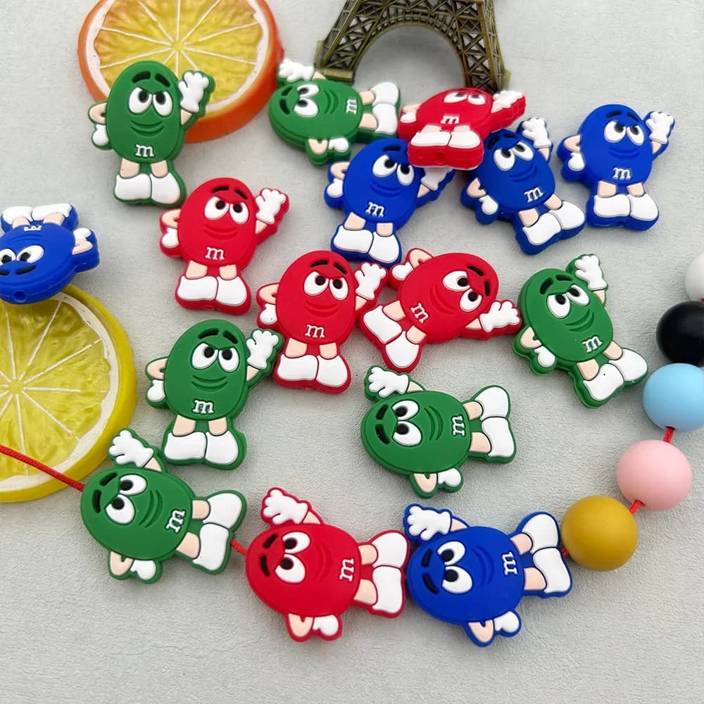 Perline in Silicone a Forma di Chicchi di Caffè, 10 Pezzi, per Massaggiagengive, Accessori Fai-da-Te per Gioielli, Catene per Ciuccio, Regali Kawaii