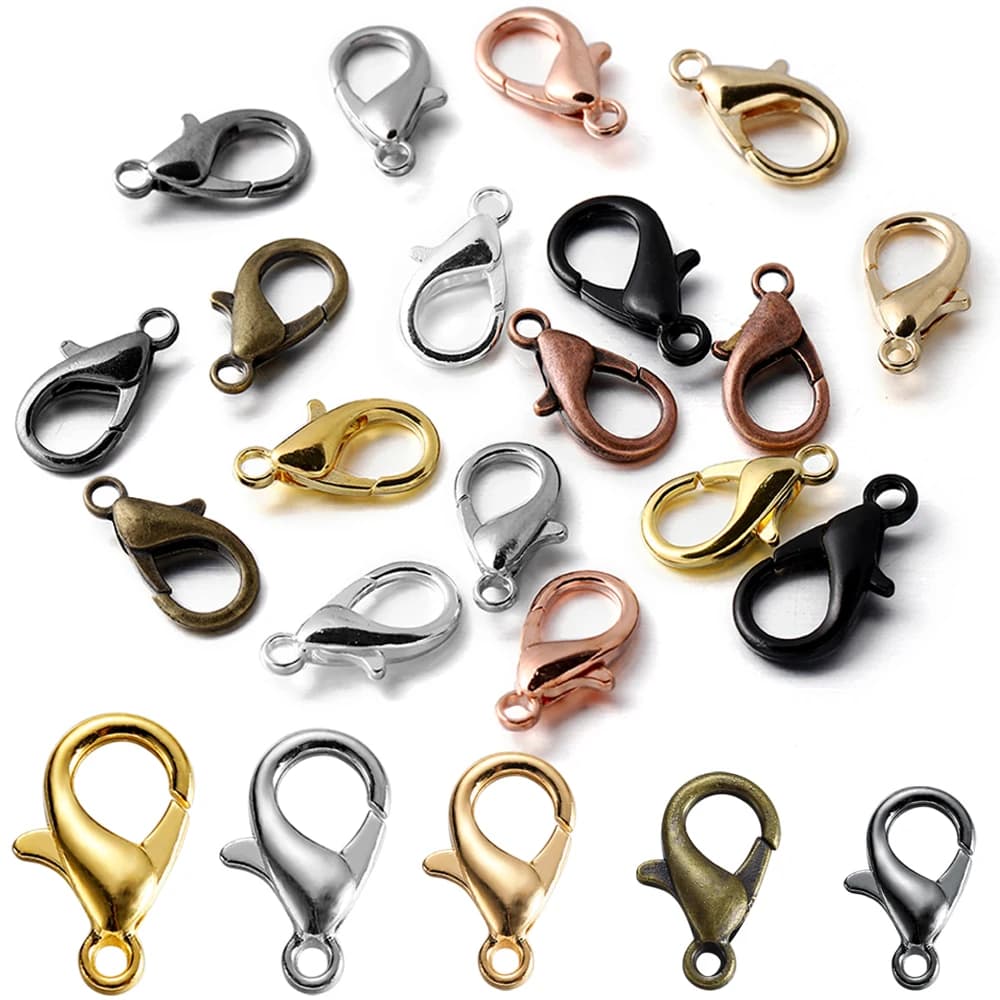 100 pz/lotto chiusure a moschettone in metallo per bracciali collane ganci chiusura a catena accessori per gioielli fai da te che fanno risultati