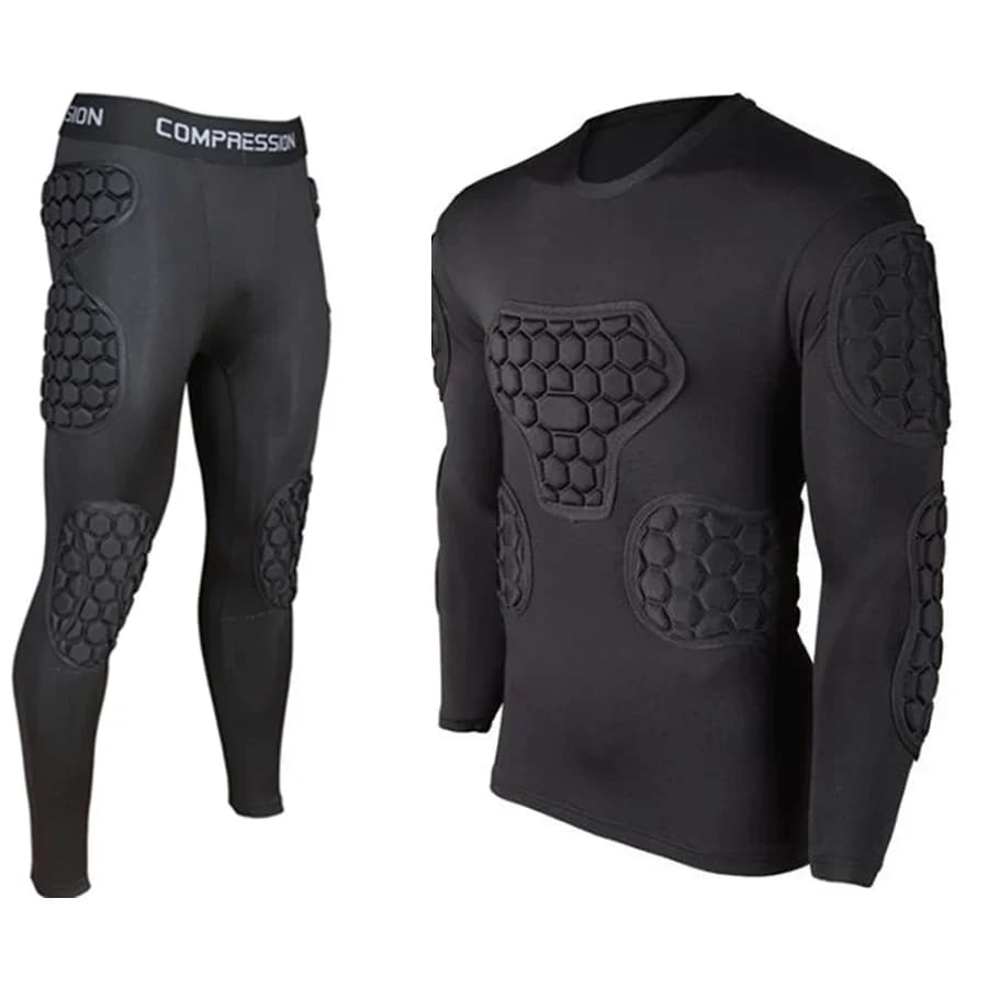 Professional Rugby football goalkeeper shirts uniform armor to thicken EVA sponge elbow padded knee pants Protector