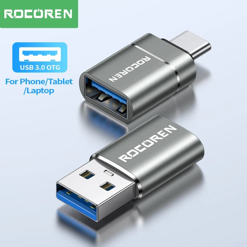 Rocoren USB Type C OTG USB Adapter C Male to USB 3.0 Female Cable Converters for MacBook Samsung S22 S20 Xiaomi 5Gbps Type-c OTG