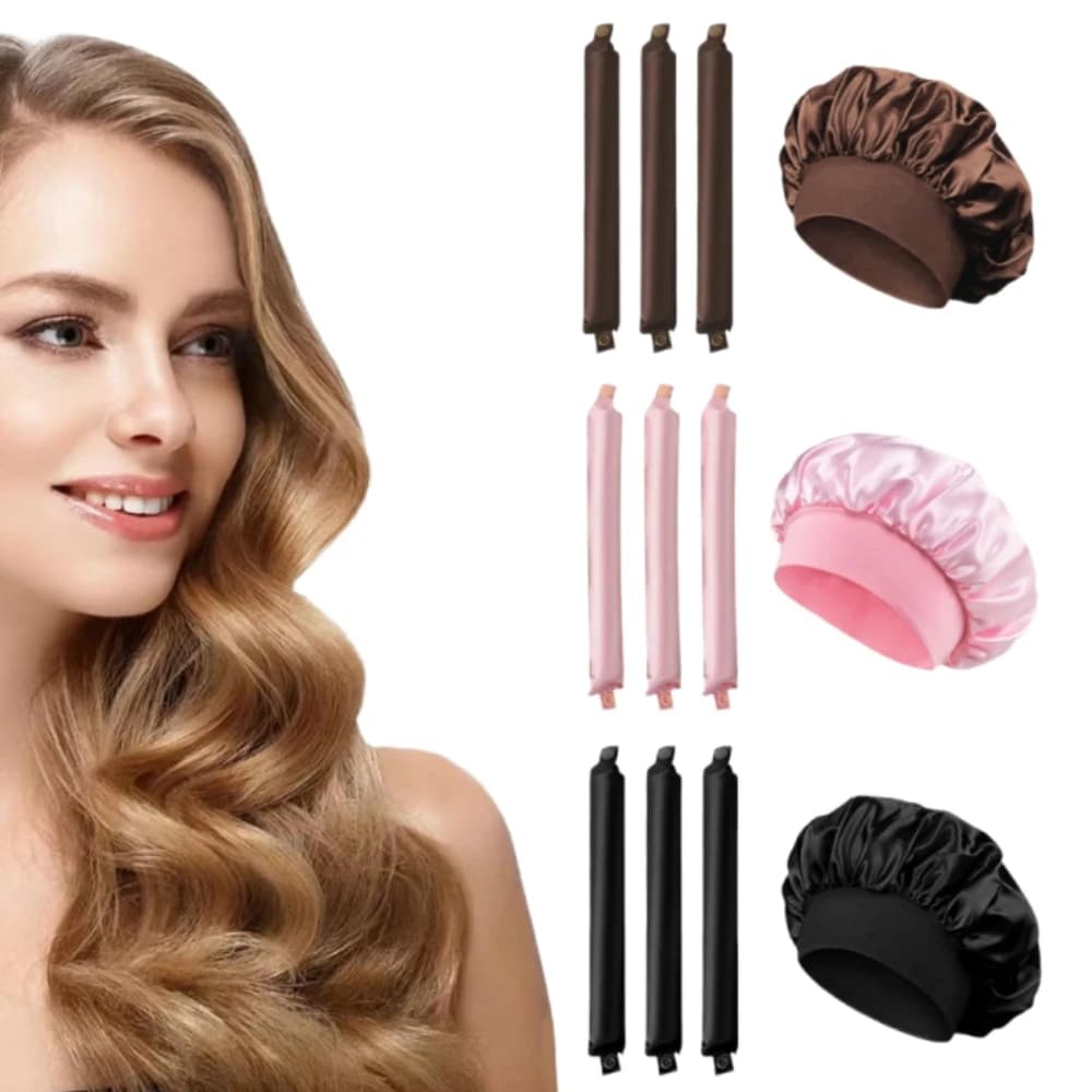 Heat-free hairdresser with hood for sleeping Soft Bigodini Hair Rollers without heat Asta for curling in satin Hair band Pig curling Tools for styling