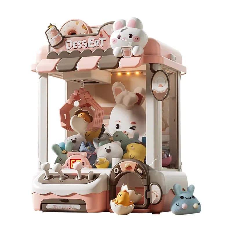 DIY Doll Machine Kids Coin Operated Play Game Mini Claw Catch Toy Crane Machines Music Doll Children Xmas Gifts Toys Boy Gril