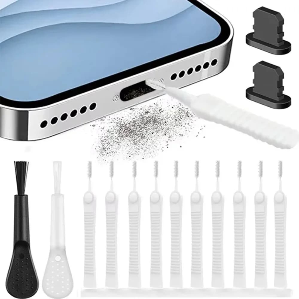 Cleaning Kit for Removing Phone Charging Door Dust Covers for iPhone 15 14 13 Pro Max and Anti-dust Brush for Computer Keyboard