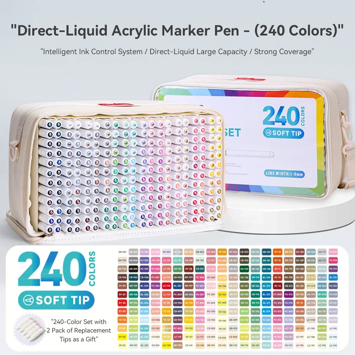 LANGUO 96-240 Colors Direct Liquid Colors Acrylic Paint Pens Brush Marker Pen for Painting Stone DIY Art Supplies Stationery
