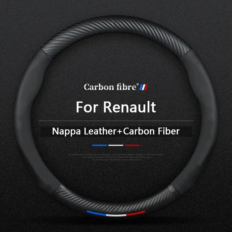 Car Carbon Fiber Steering Wheel Cover For Renault Scenic Clio Laguna 2 3 4 5 KangooFluence Megane Trafic Talisman Twingo Kaptur
