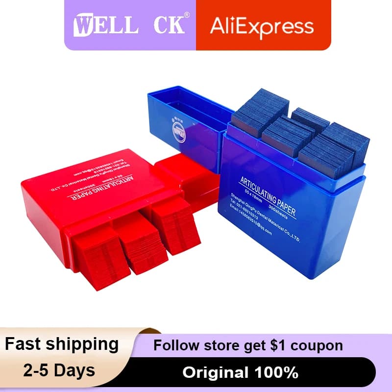 300 sheets/box dental articulated paper strips red/blue double face bite paper 55*18mm red/blue teeth whitening dental material