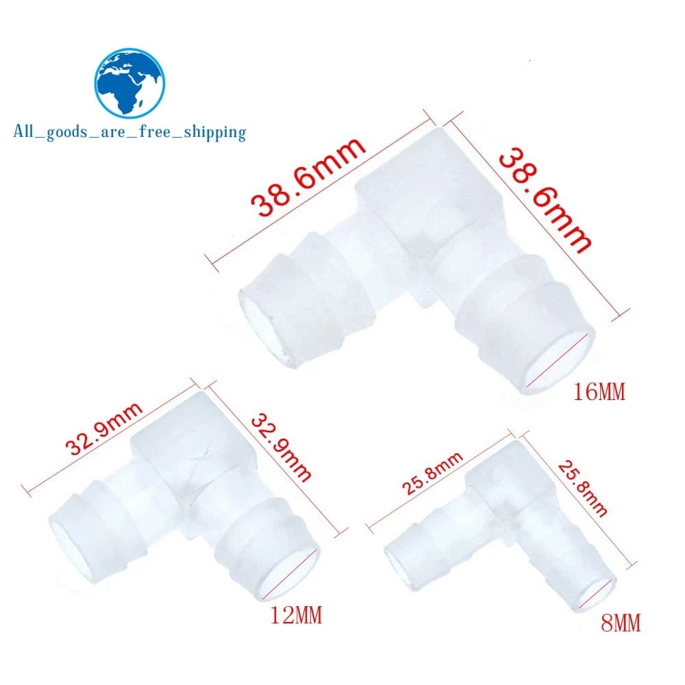 1/3 pcs. 8/12/16 mm plastic elbow connector with padded thread, garden pipe fitting
