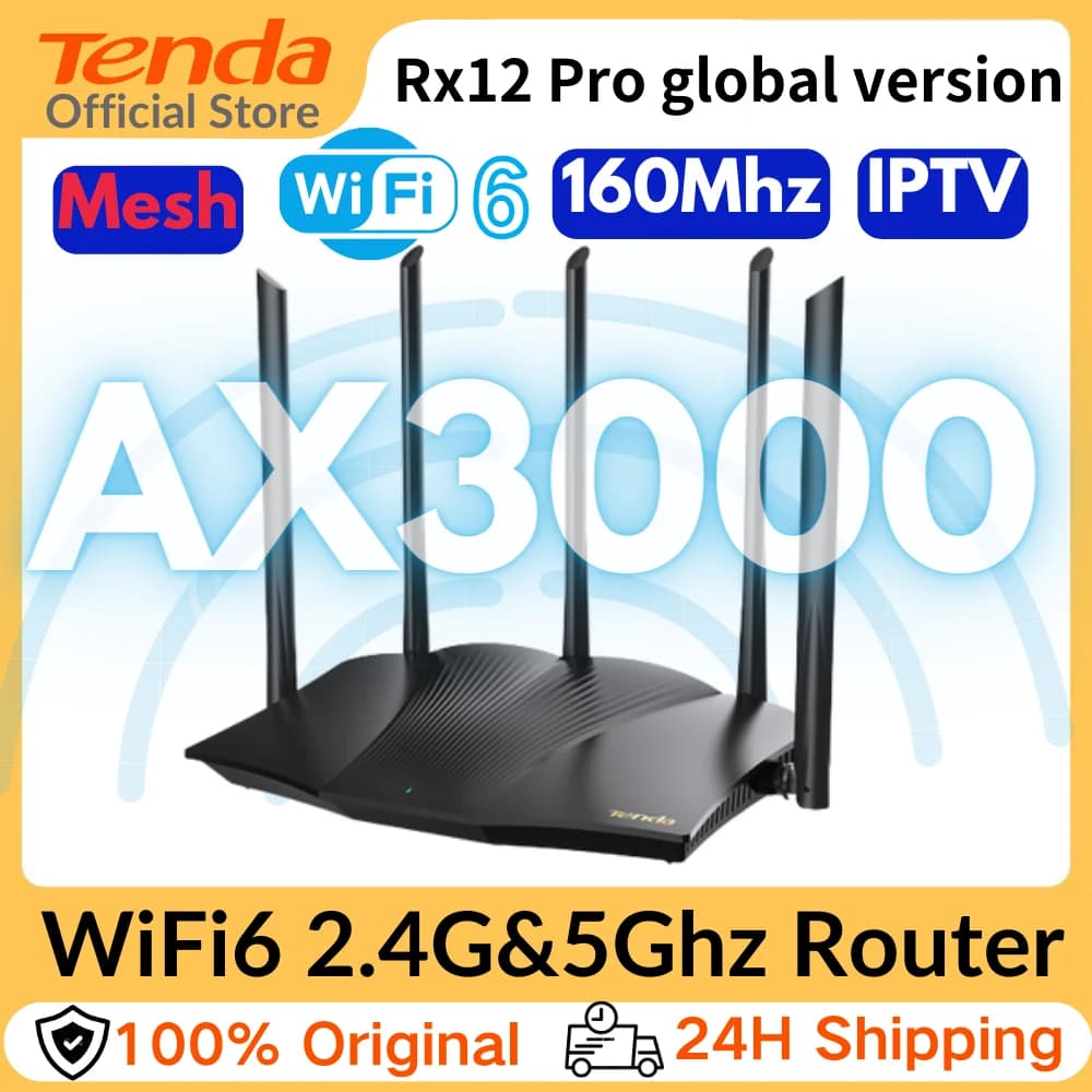 Tenda AX1500/AX3000 Wifi 6 Mesh WIFI Gigabit Router 2.4G 5GHz Dual-Band RX12 PRO WIFI6 Amplificatore di segnale wireless Ripetitore WiFi
