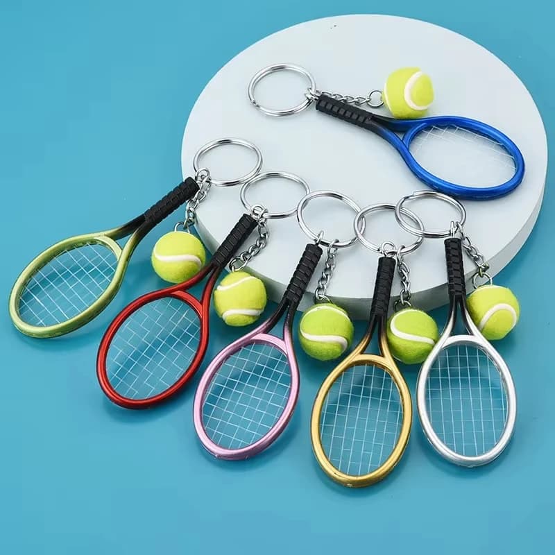 1 pcs simulation mini tennis racket keychain pendant portable tennis bag shaped keychain accessories gift