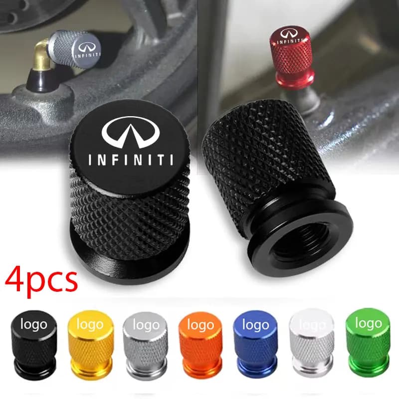 For Infiniti Q50 FX35 Q30 G37 Q70 QX70 G35 Q60 QX50 QX60 QX30, 4 pcs Car wheel tyre valve caps, Tyre stem covers, Waterproof,