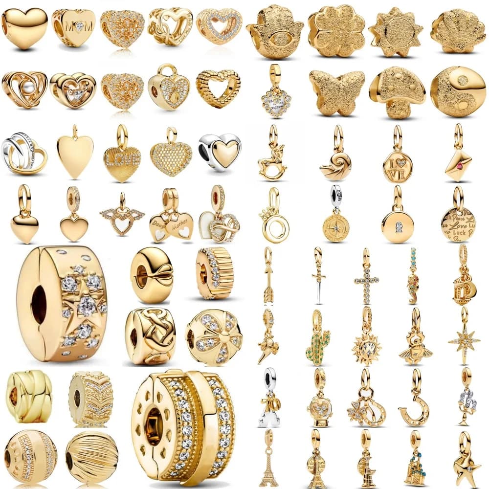 New European 925 Silver Heart-shaped Beads,Cross,Sun Pendant Suitable for Original Bracelets, DIY Accessories,Exquisite Jewelry
