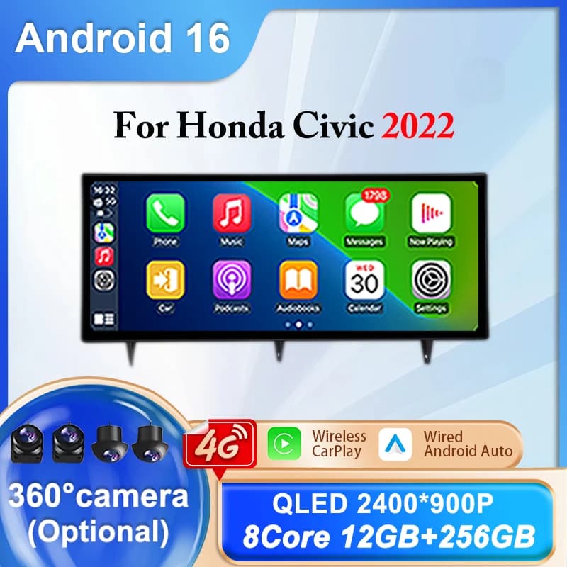 12.3 inch Android For Honda Civic 2022 Auto Stereo Radio Multimedia GPS Navigation WIFI 4G Carplay Main Unit Touch Screen