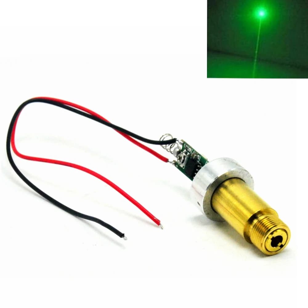 Ottone industriale 50mW 100mw 200mw 532nm Punto Verde Ray Diodo Laser Moudle Per Puntatore/Torcia FAI DA TE Con Anello di Alluminio Dissipatore di Calore