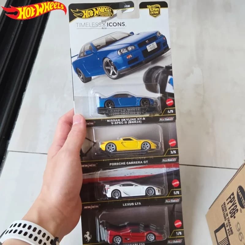 Original Hot Wheels 1/64 Car Culture Timeless Icons Ferrari F50 Porsche Carrera Gt Chassis Conversion Collectible Car Model Toys