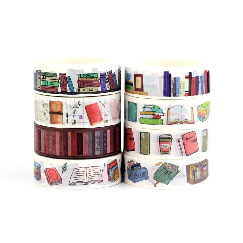 NEW 1PC 10M Deco Library Books Washi Tape Set for Journaling Scrapbooking Adhesive Masking Tape Cute Stationery School Supplies