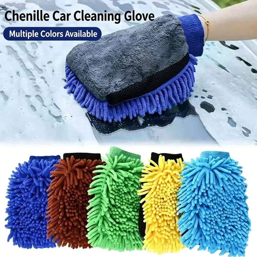 Car washing gloves (large size) - 100 grams - Waterproof car cleaning products - Sheepskin car cleaning gloves - Car towel