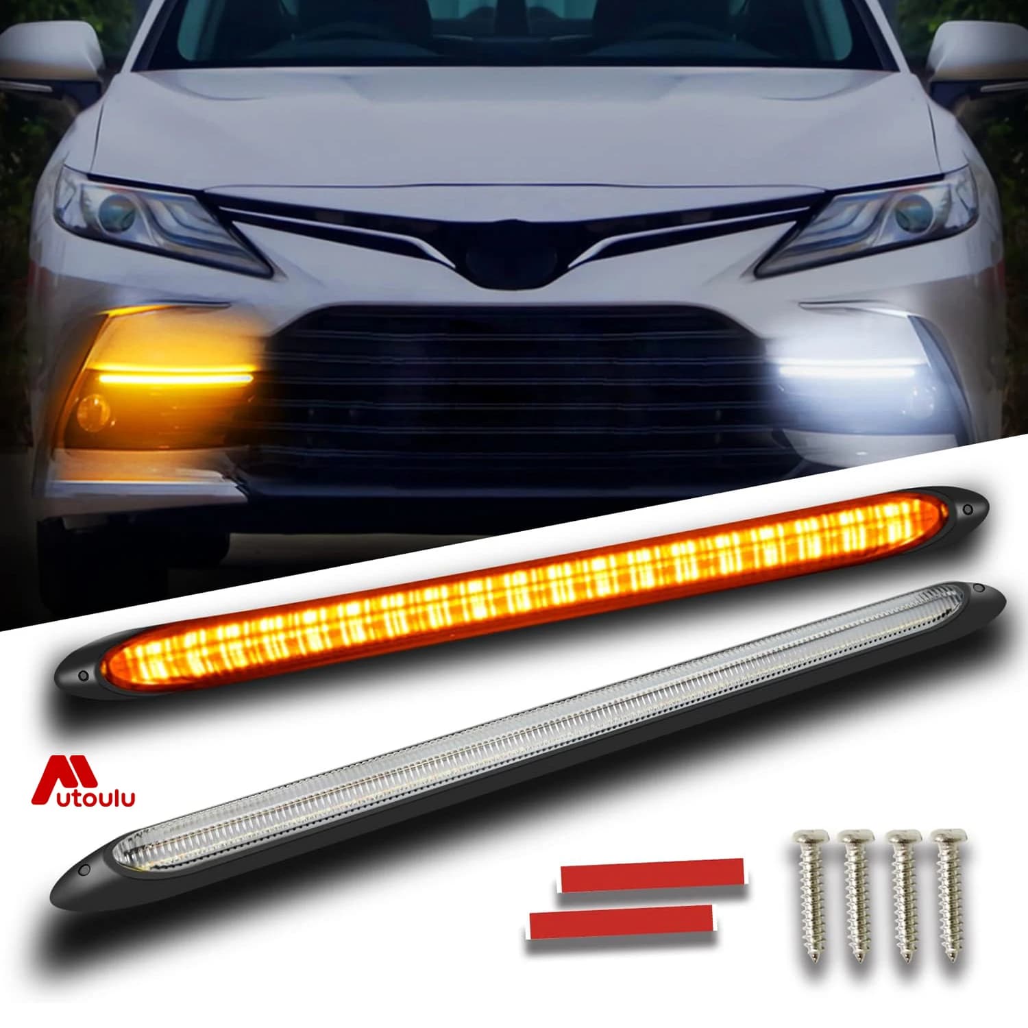 2PCS 12V Auto HA CONDOTTO LA Luce di Striscia DRL Luci Diurne Che Scorre Sequenziale Indicatore di Direzione Faro Colorato luce Decorativa