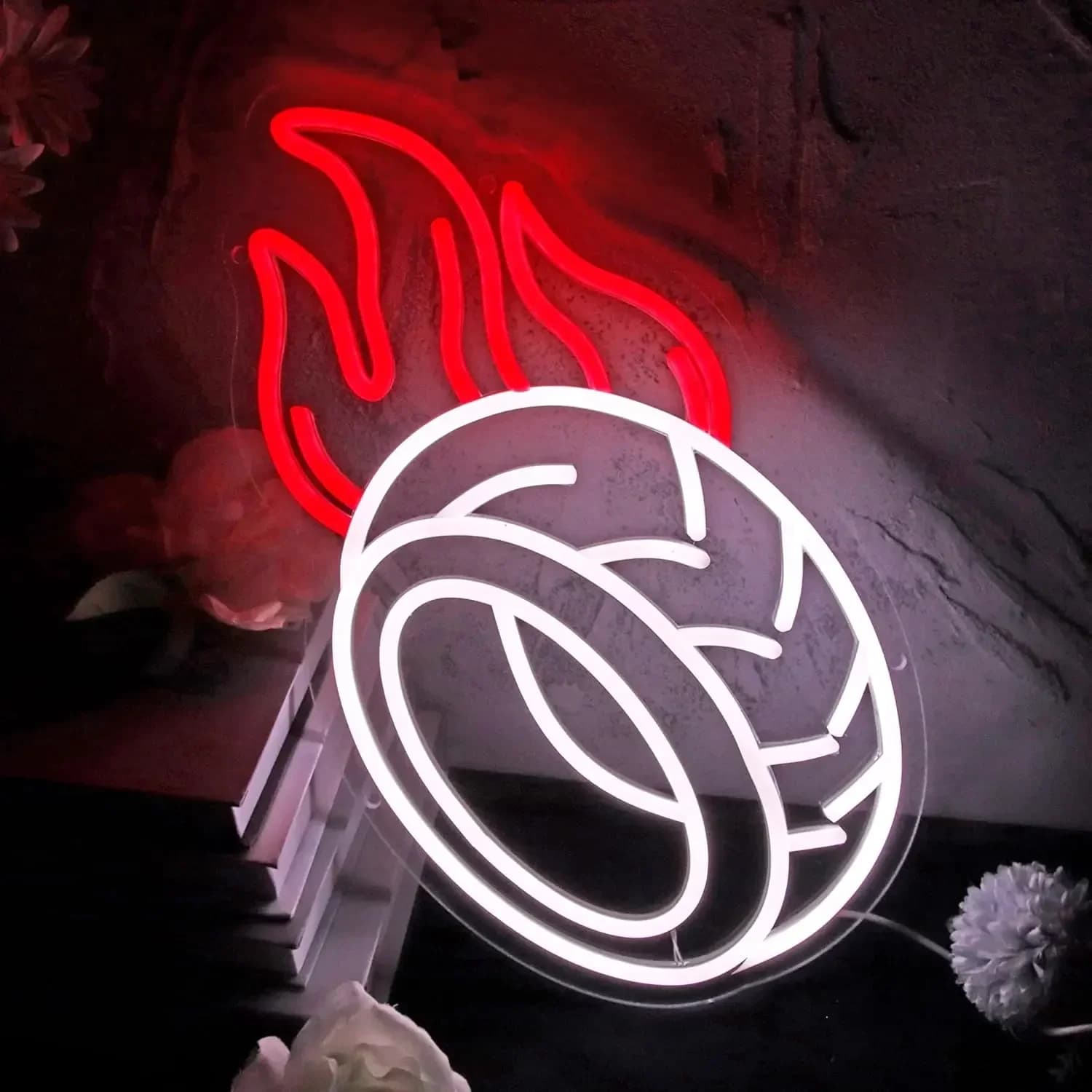 Insegna al neon a LED per ruota auto Insegna al neon dimmerabile per garage antincendio Servizio auto Negozio di riparazione Mazza da corsa Parete Club Negozio Decorazione artistica