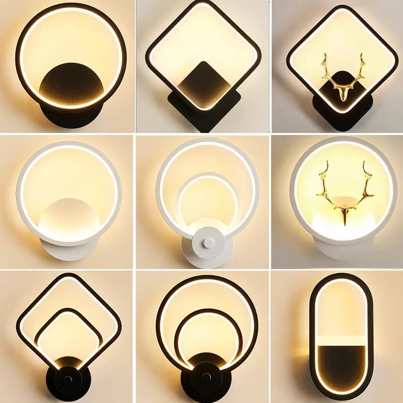 Lampada da parete a LED a 3 colori 110v 220v moderna quadrata rotonda in alluminio, luce decorativa per comodino, soggiorno, corridoio, studio