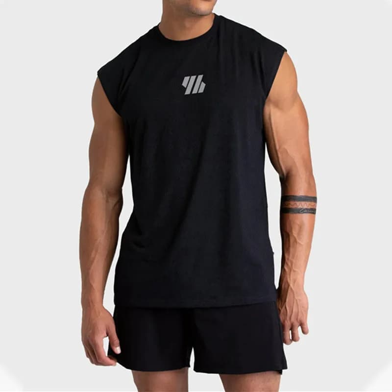 2025 Estate nuovo gilet da palestra uomo spalla larga senza maniche canotta sportiva maglia ad asciugatura rapida T-shirt fitness canotta da corsa top da uomo