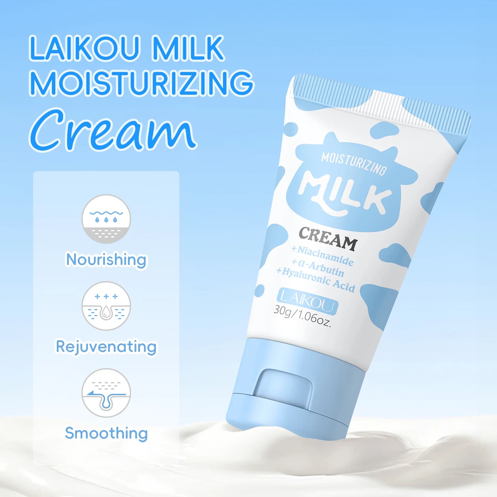 LAIKOU Crema idratante al latte Crema viso schiarente idratante levigante anti-fatica 30g