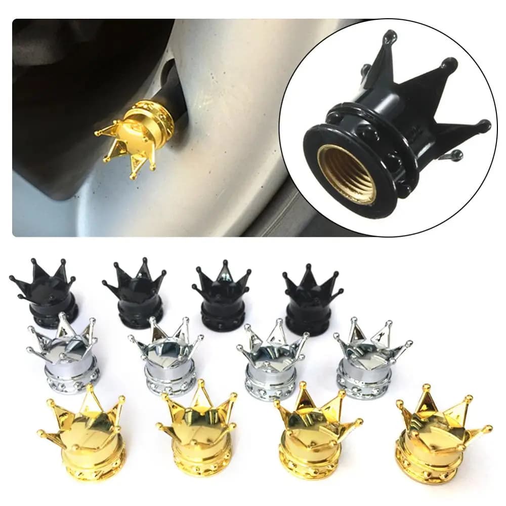 4 pezzi tappo valvola pneumatico corona valvola aria ruota auto tappi antipolvere valvola pneumatico moto coperture antipolvere corona decorazione accessori auto